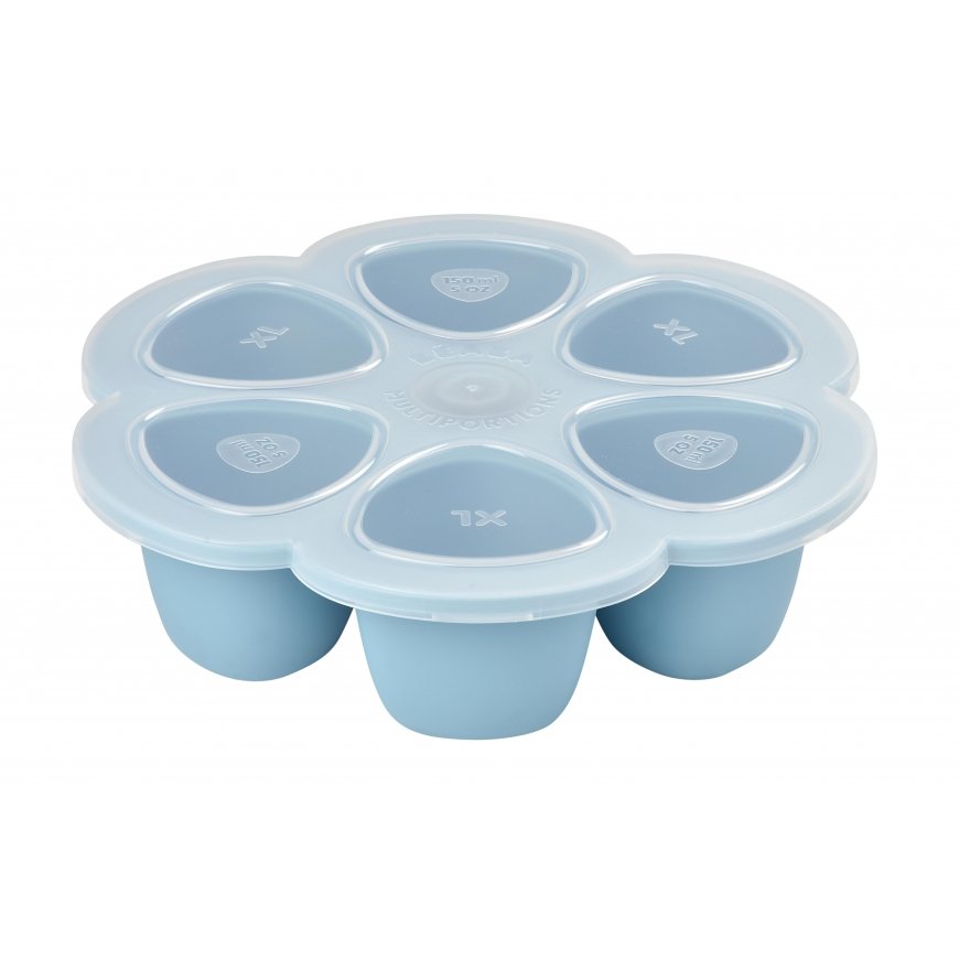 BEABA SILICONE BABY FOOD CONTAINER MULTIPORTIONS, XL (6x150 ML), Blue