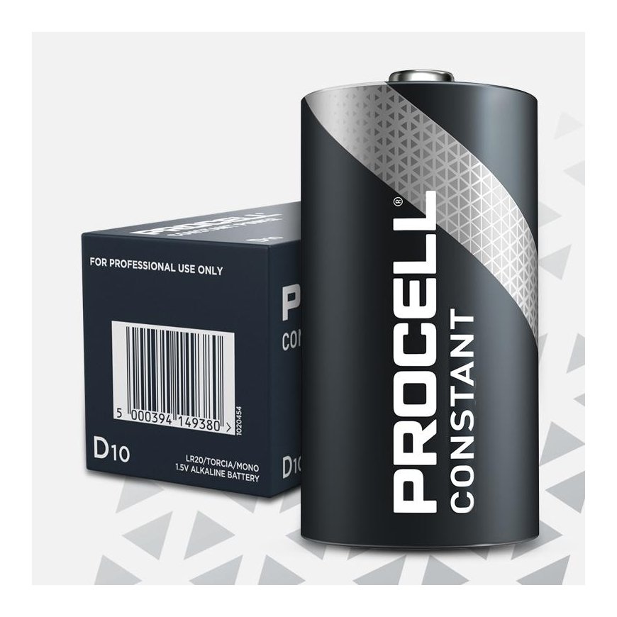 Duracell Procell Constant Power LR20 D cell, 10 pcs.