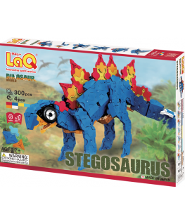 Japanese Educational Constructor LaQ Dinosaur Stegosaurus (300 pieces, 4 Hamacron pieces (wheels and their axles), 6 diagrams, 6