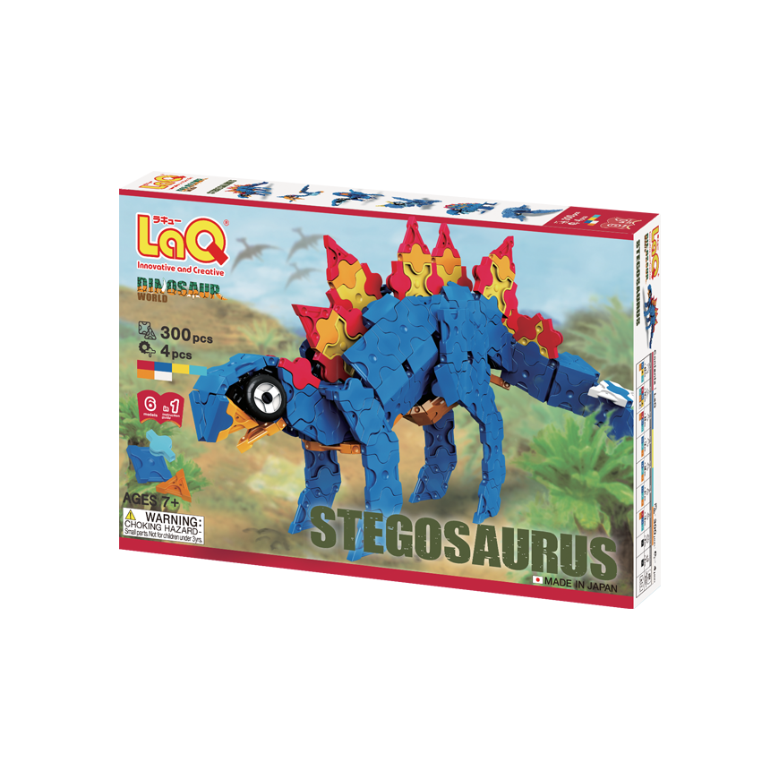 Japanese Educational Constructor LaQ Dinosaur Stegosaurus (300 pieces, 4 Hamacron pieces (wheels and – 9