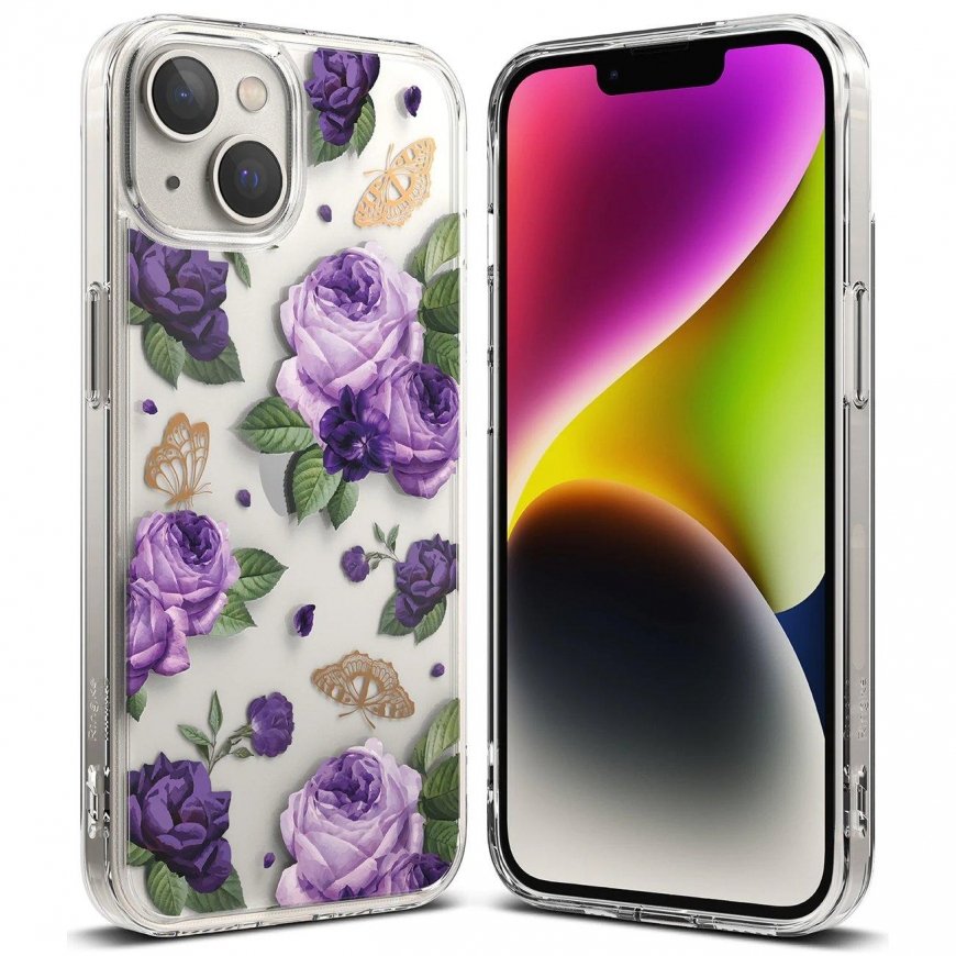Ringke Fusion Design Armored Case Cover with Gel Frame for iPhone 14 Plus transparent (Violetinė ros