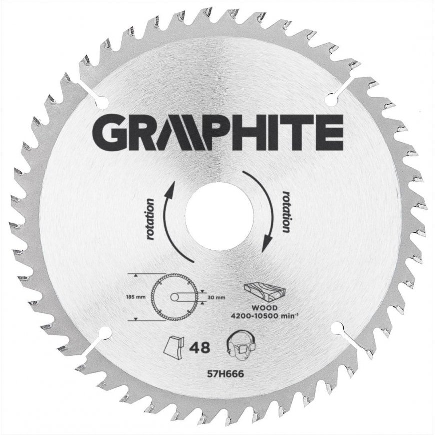 Graphite Grafitinis diskinis pjūklas 185x30x3,2 mm 48z. - 57H666 – 3