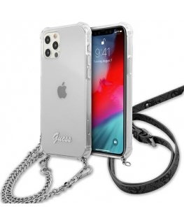 Guess GUHCP12MKC4GSSI iPhone 12/12 Pro 6.1quot Transparent hardcase 4G Silver Chain