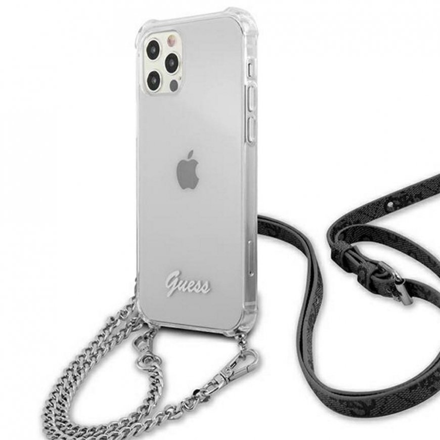 Guess GUHCP12MKC4GSSI iPhone 12/12 Pro 6.1quot Transparent hardcase 4G Sidabrinis Chain – 2