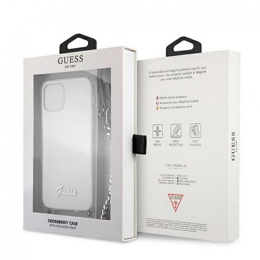 Guess GUHCP12MKC4GSSI iPhone 12/12 Pro 6.1quot Transparent hardcase 4G Silver Chain – 3