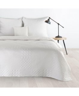 Eurofirany DESIGN 91 BONI / 5 Lovatiesė su karšto spaudimo technika įspaustu skiautinių motyvu, 170X210 cm, spalva: balta