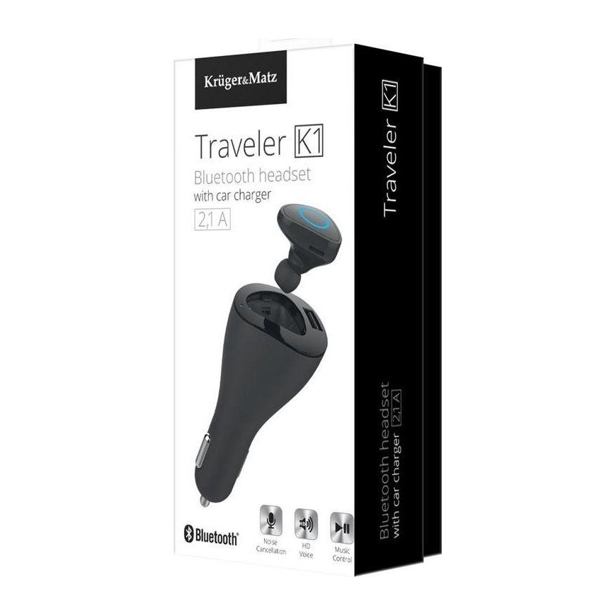 Bluetooth headphones with Kruger & Matz Traveler K1 car charger