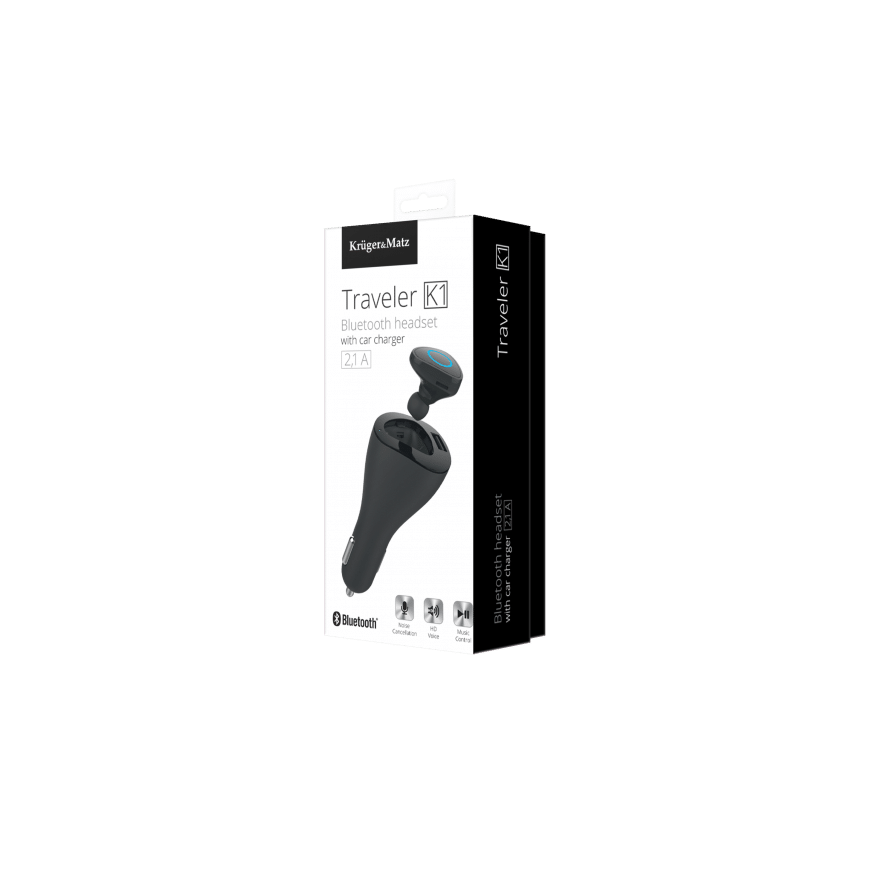 Bluetooth headphones with Kruger & Matz Traveler K1 car charger – 12