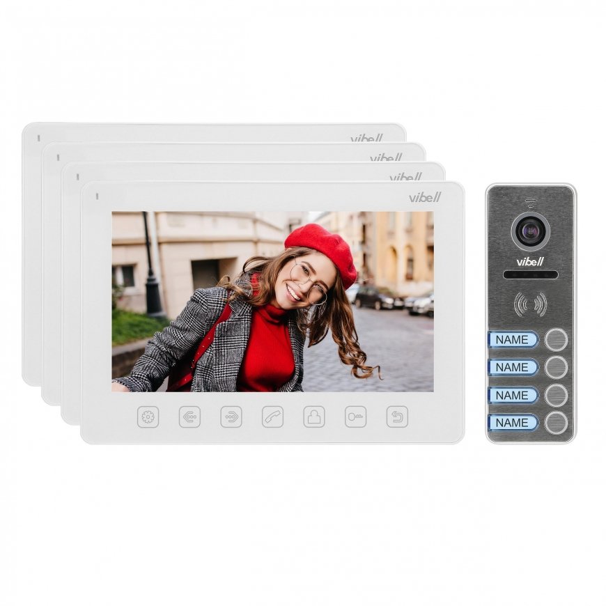 Orno 4 family video intercom set, deaf, color, LCD 7 ", OSD menu, gate control, white MULTI4 – 3