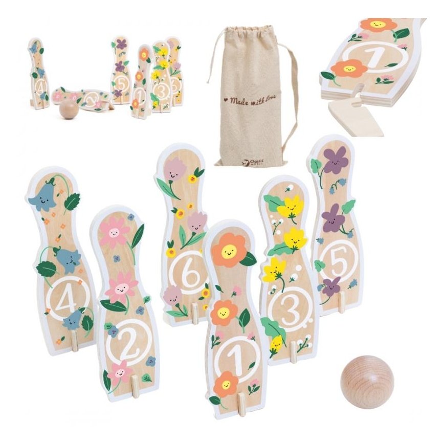 CLASSIC WORLD Drewniane Kręgle Gra dla Dzieci 6 pcs. + Ball