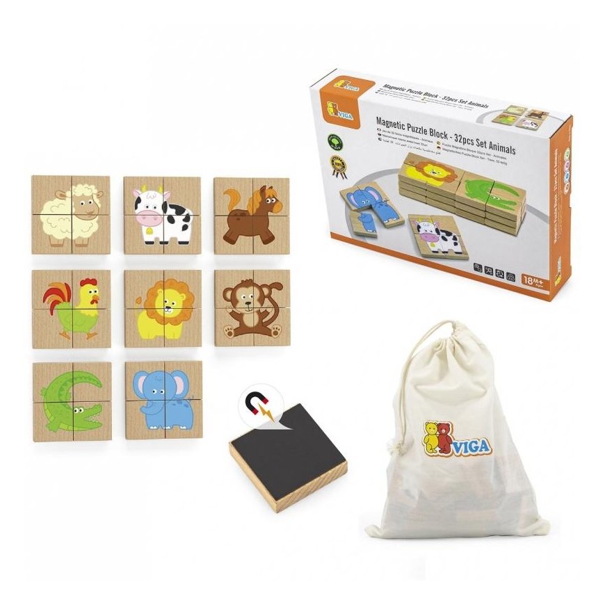 Viga Toys Medinis magnetinis gyvūnų galvosūkis, Viga – 9
