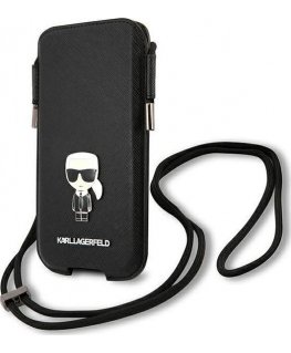 Tablet Case Karl Lagerfeld Handbag KLHCP12MOPHKMK 6.1" Black / Black Hard Case Saffiano Ikonik Karl`s