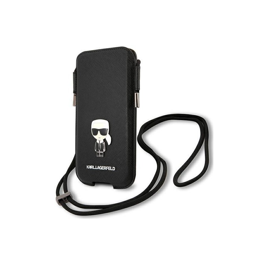 Tablet Case Karl Lagerfeld Handbag KLHCP12MOPHKMK 6.1" Black / Black Hard Case Saffiano Ikonik Karl` – 2
