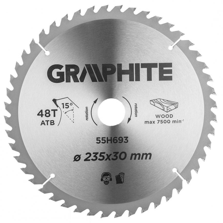 Graphite Grafitinis diskinis pjūklas (diskinis pjūklas, platus, 235 x 30 mm, 48 dantys) – 2