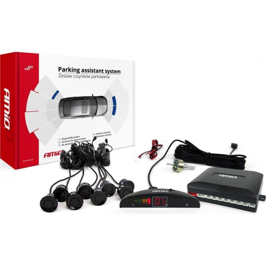 Amio LED Reverse Parking Sensor Kit 8 Black "Golden" 18mm Sensors – 2