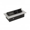 Orno Furniture socket, recessed into the tabletop with a thick edge, 2x2P + Z, 3 USB ports, silver Orno Furniture socket, recessed into the tabletop with a thick edge, 2x2P + Z, 3 USB ports, silver