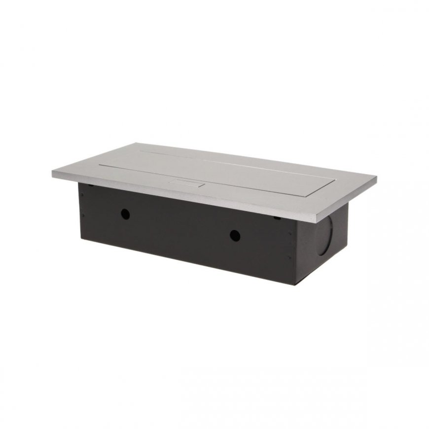 Orno Baldų lizdas, įleistas į stalviršį su storu kraštu, 2x2P + Z, 3 USB prievadai, sidabrinė – 10