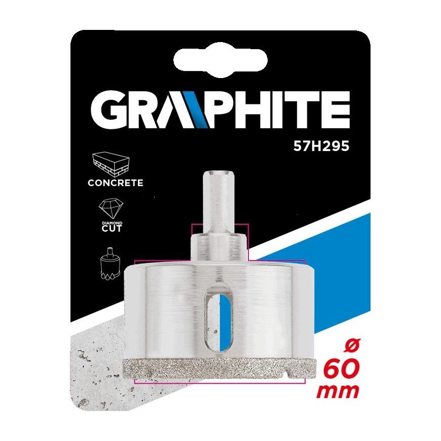 GRAPHITE Deimantinis grąžtas akmens masės dirbiniams 60 mm – 4