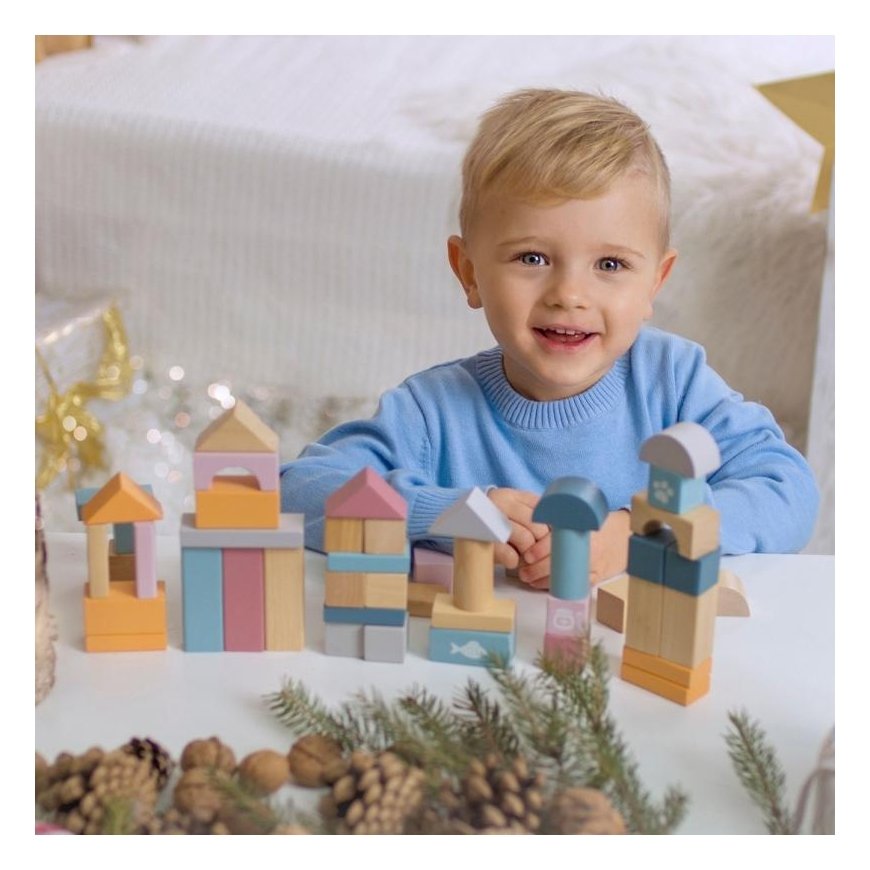L2 Set of wooden blocks in a bucket - 60 items – 7