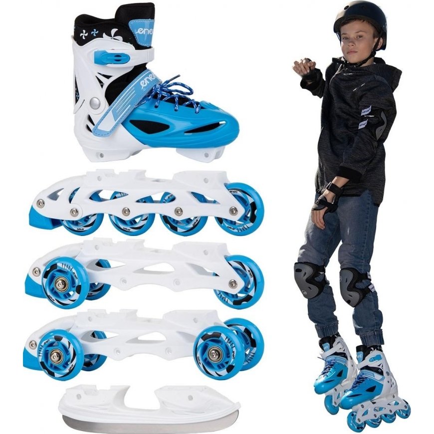 Roller skates Enero 4in1, size 30-33, blue