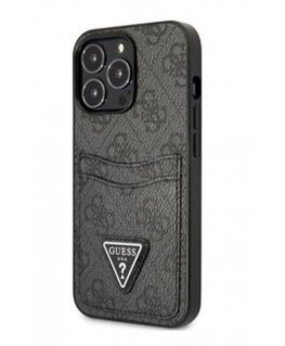 Case Guess GUHCP13LP4TPK iPhone 13 Pro / 13 6.1 inch Black/Black Hard 4G Triangle Logo Card Slot