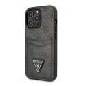 Dėklas Guess GUHCP13LP4TPK iPhone 13 Pro / 13 6,1 colio juodas/juodas kietasis 4G trikampio logotipo kortelių lizdas Dėklas Guess GUHCP13LP4TPK iPhone 13 Pro / 13 6,1 colio juodas/juodas kietasis 4G trikampio logotipo kortelių lizdas
