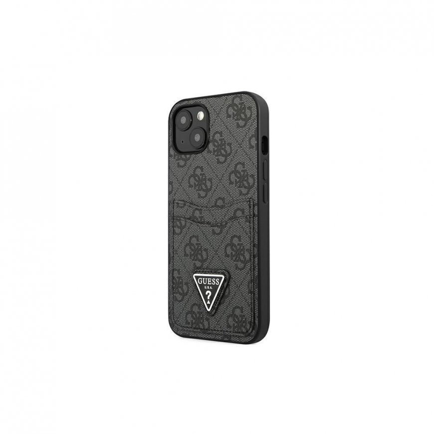 Dėklas Guess GUHCP13LP4TPK iPhone 13 Pro / 13 6,1 colio juodas/juodas kietasis 4G trikampio logotipo kortelių lizdas – 2