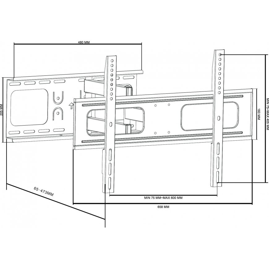 Cabletech High-end wall mount 37-70 inch black LCD / PDP (vertically and horizontally adjustable) – 2