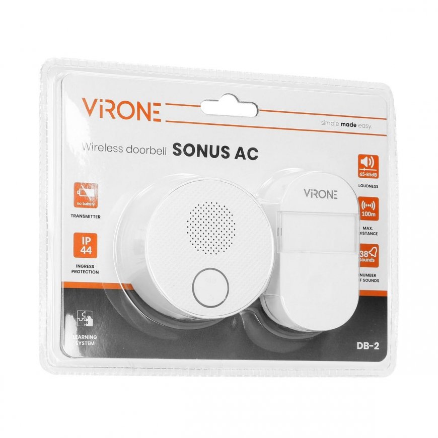 Orno Wireless doorbell SONUS AC, network, button without battery, learning system, 38 sounds, 100 m – 3
