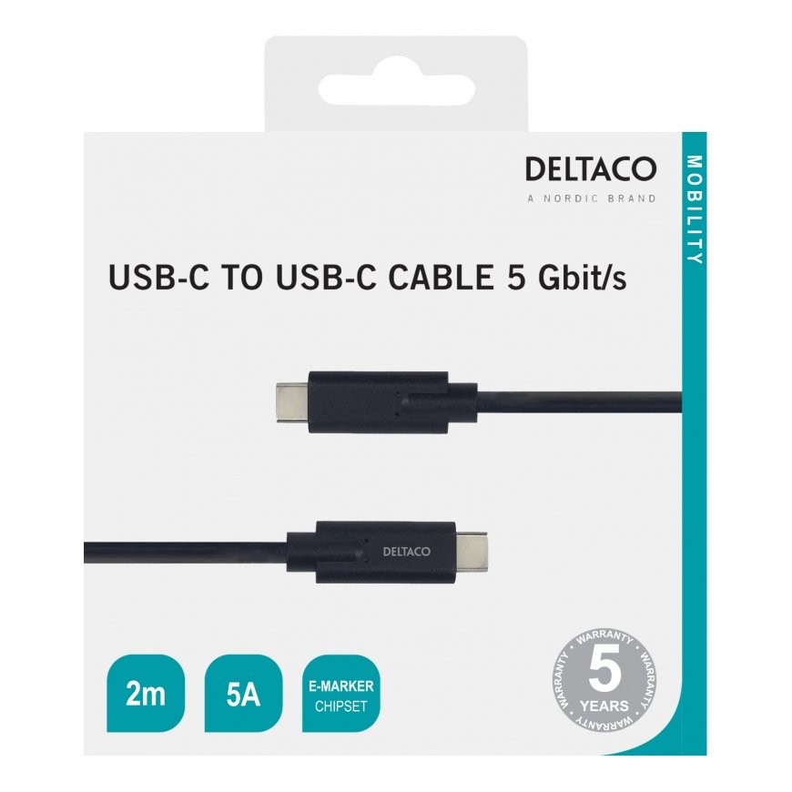 Deltaco USBC-1503M USB kabelis 2 m USB 3.2 Gen 1 (3.1 Gen 1) Juoda – 2