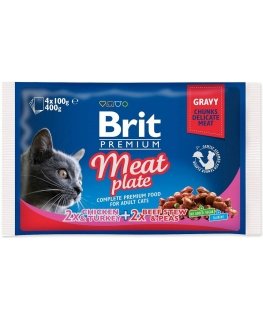 BRIT Premium Cat Meat Plate - mitrā kaķu barība - 4x100g