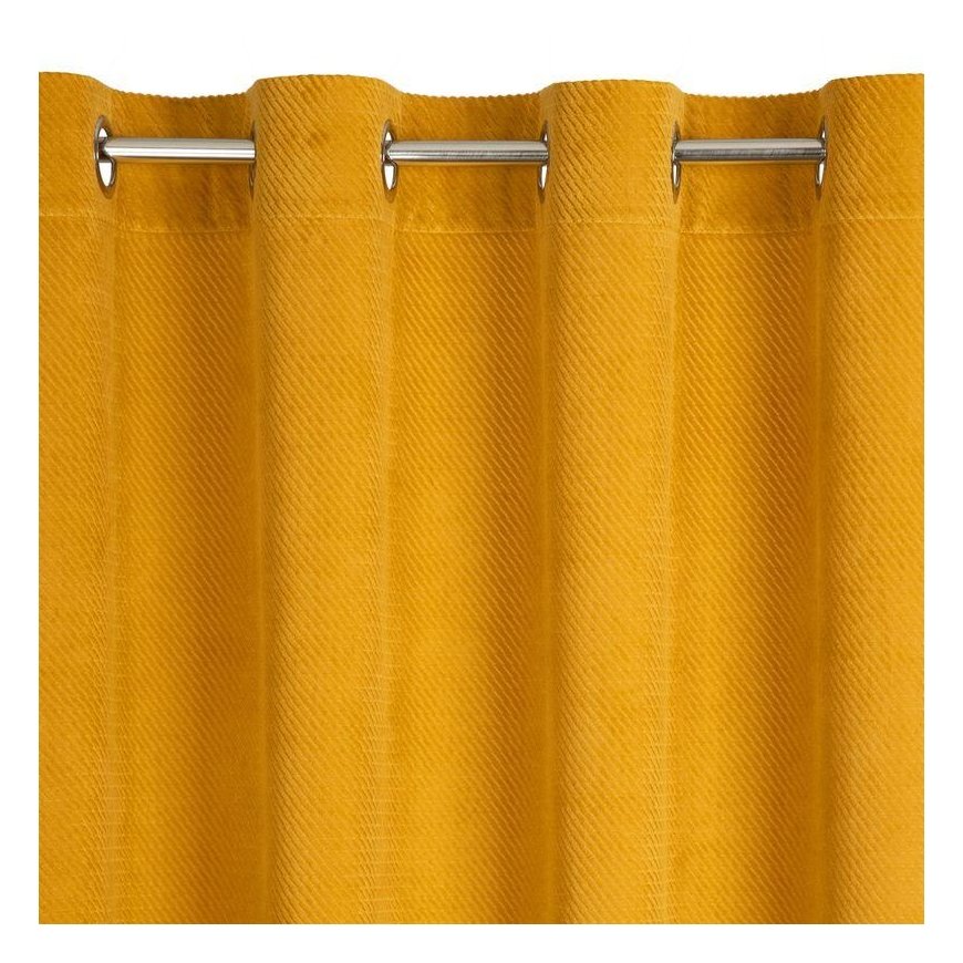 Eurofirany ELIZA Minkšto aksomo naktinė užuolaida su smulkiu raštu, 140X250 cm, kilpos / žiedai, spalva: garstyčių – 5