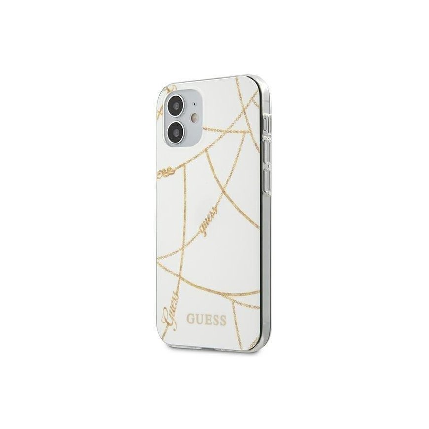 Guess GUHCP12SPCUCHWH iPhone 12 mini 5.4 inch White Hard Case Gold Chain Collection