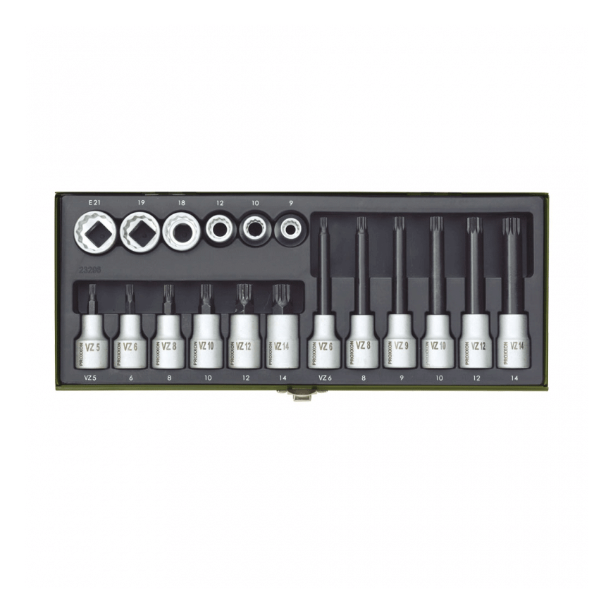Set of heads for XZN toothed screws PROXXON, 18 pieces