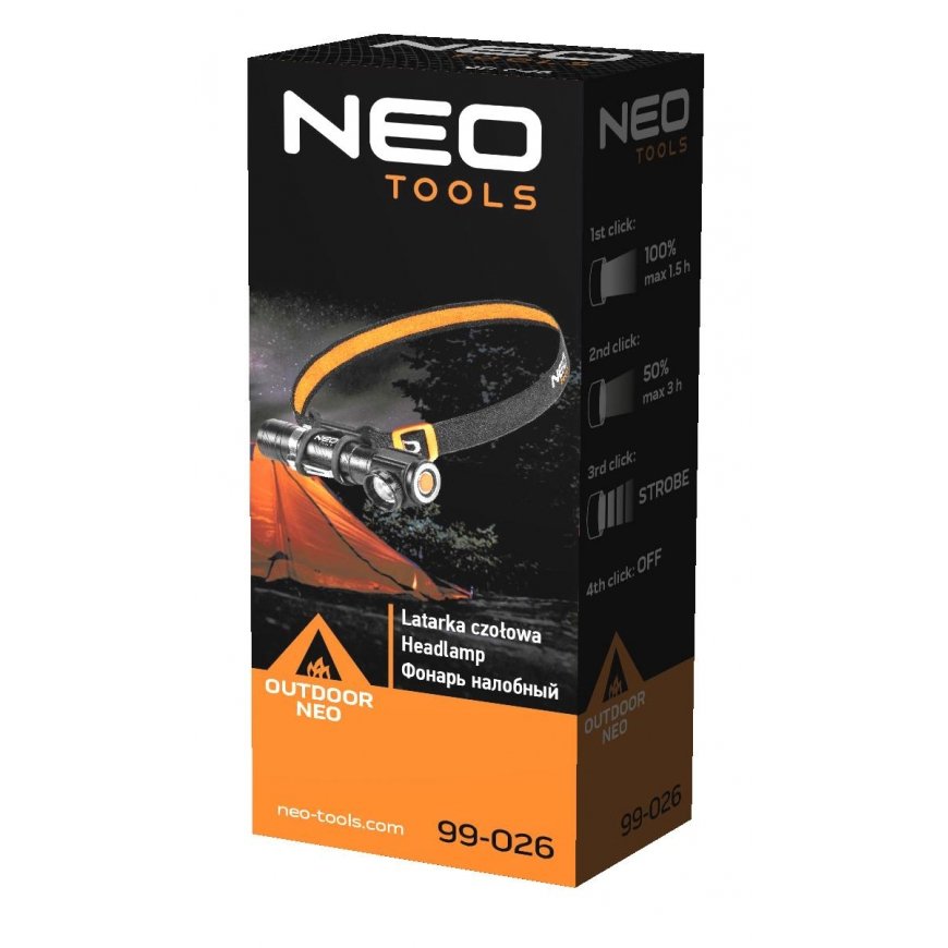 NEO Headlamp, USB rechargeable 800 lm CREE XML-T6 LED – 5