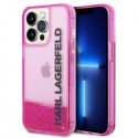 Karl Lagerfeld KLHCP14XLCKVF iPhone 14 Pro Max 6,7 colių rožinė / rožinė kietas dėklas Liquid Glitter Elong