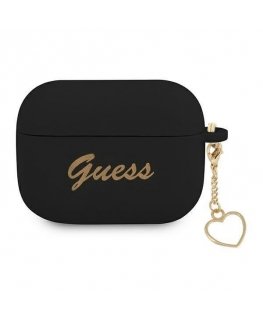 Guess GUAPLSCHSK AirPods Pro dangtelis juodas/juodas Silicone Charm Heart Collection