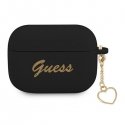 Guess GUAPLSCHSK AirPods Pro dangtelis juodas/juodas Silicone Charm Heart Collection