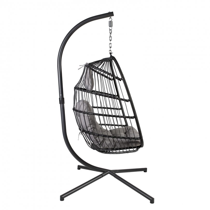 Piekaramais ðûpuïkrçsls YOYO ar spilvenu 100x95/110xH196cm, statîvs: tçrauda truba, sçdvieta: plastikâta pinums, pelçks – 4
