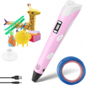 Fusion Accessories Fusion 3D spausdinimo rašiklis skirtas kurti figūras naudojant PLA | ABS medžiagą (Ø 1,75 mm) rožinis