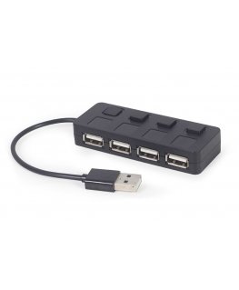 Gembird UHB-U2P4-05 USB 2.0 4-port hub with switches, black