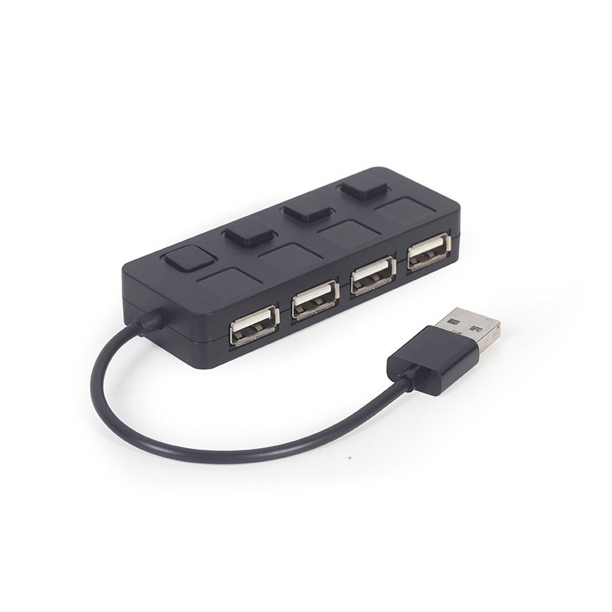 Gembird UHB-U2P4-05 USB 2.0 4-pordiline jaotur lülititega, must – 2