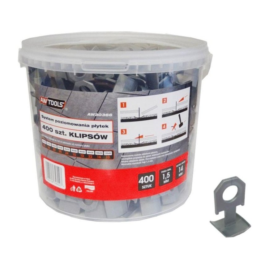 AW-Tools AWTOOLS TILE LEVELING SYSTEM STANDARD 1.5mm - 7-15mm - CLIP 400 pcs. – 6