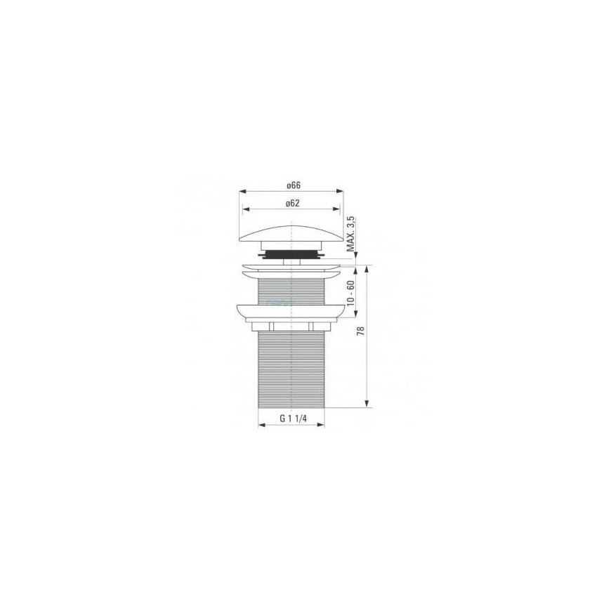 Basin bottom valve Click Clack without overflow Deante B10A – 3