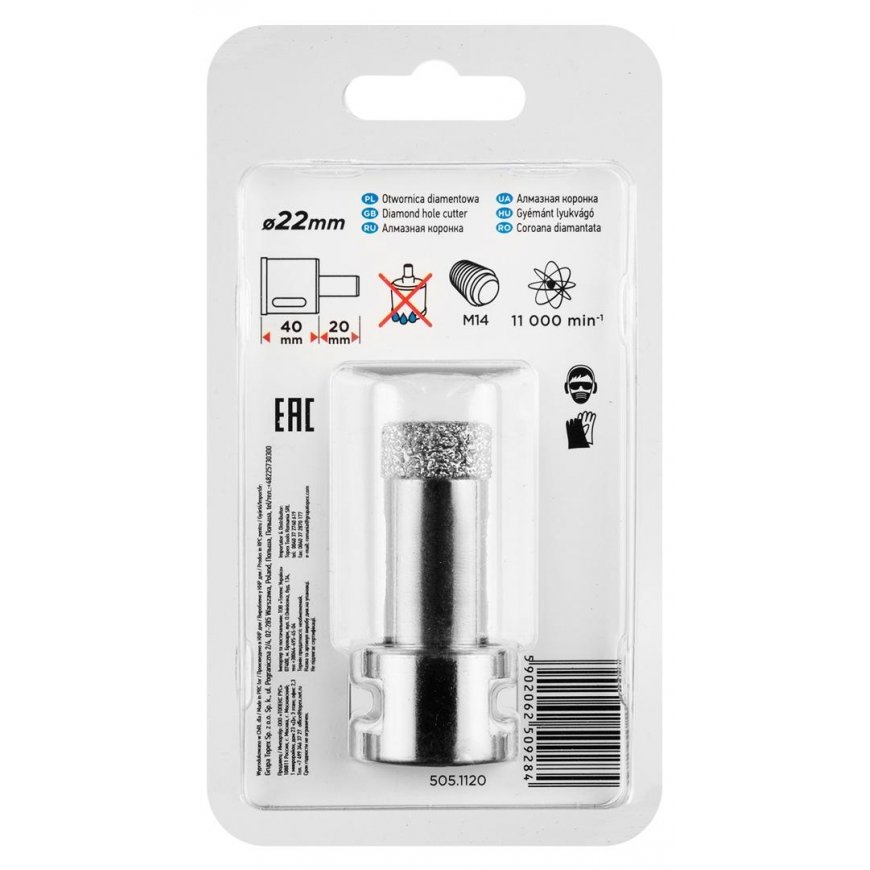 Graphite Grafitas 22 MM X M14 DEIMANTINĖS KIUGĖS KIUGĖS LAIKIKLIS 55H306 GRAFITAS – 4