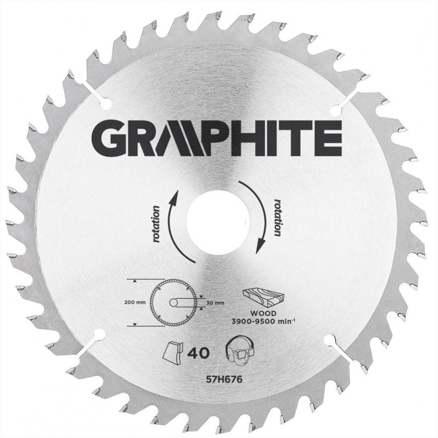 Graphite Grafitinis diskinis pjūklas 200x30x3,2mm 40 dantų. - 57H676 – 3