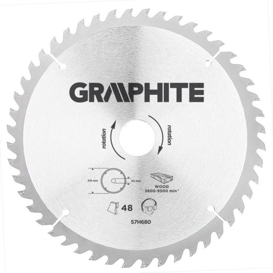 Graphite Grafitinis diskinis pjūklas 216x30x3,2mm 48z. - 57H680 – 3