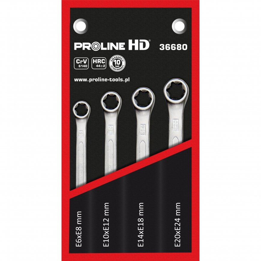 Proline Pro-Line dvipusio torx veržliarakčio rinkinys E6-E24 4 vnt. (36680)