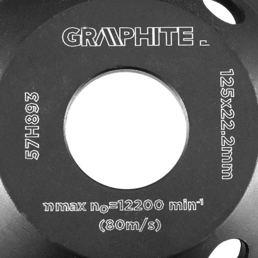 GRAPHITE Diamond grinding disc 125 x 22.2 x 5 mm, segment L – 3