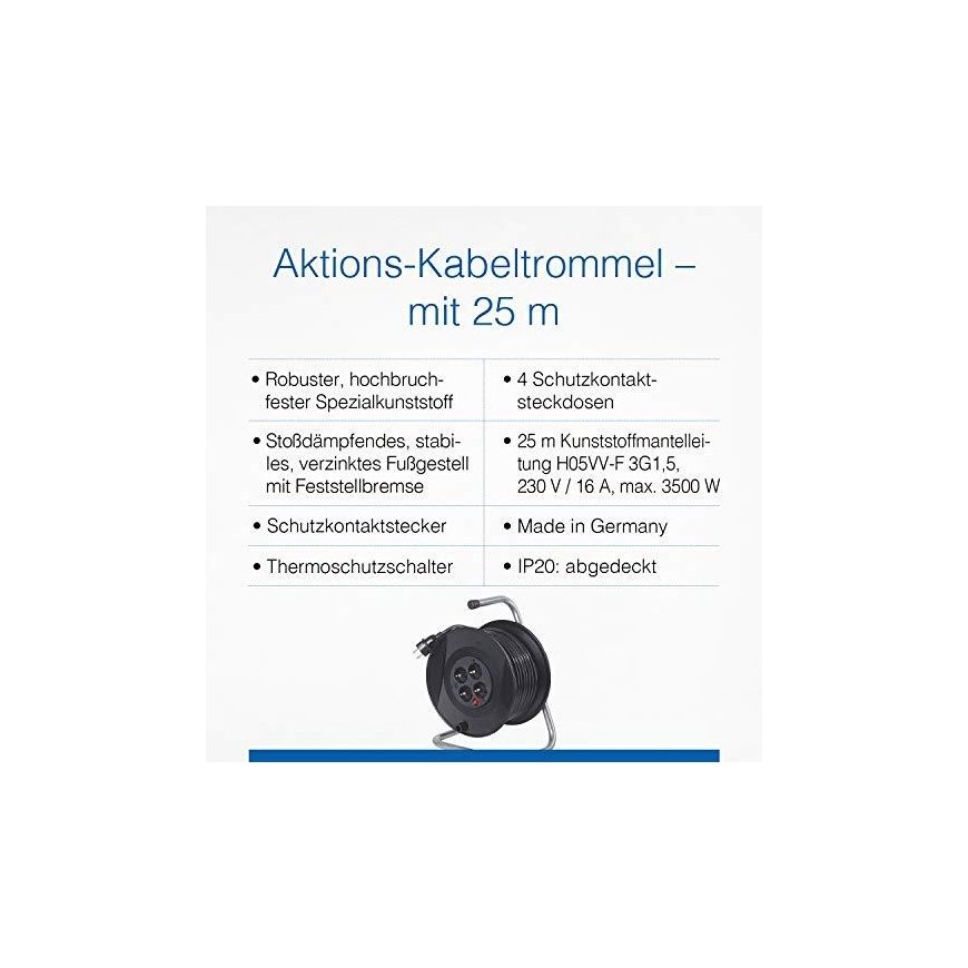 Extension cord AS-SCHWABE H05VV-F 3G1,5 25m – 3